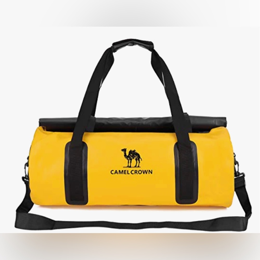 CAMEL CROWN Yellow WATERPROOF SPORTS BAG DUFFEL WEEKENDER 30L WSHOULDERSTRAP NWT